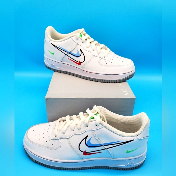 Nike Air Force One Low GS 7 youth Big Kids Multi Swoosh - Picture 1 of 8